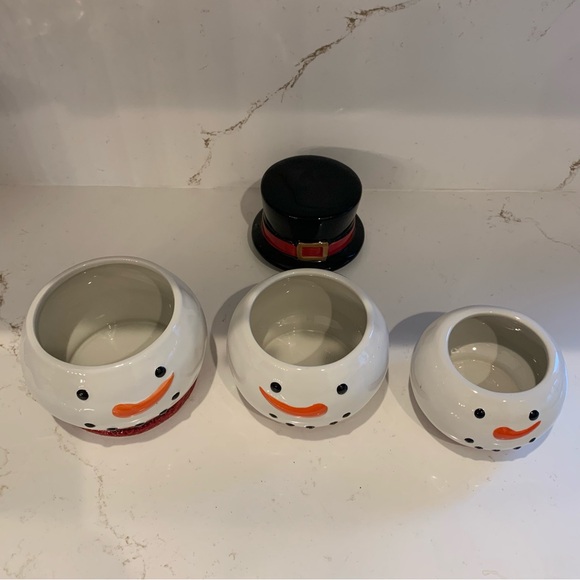 St. Nicholas Square Set of 3 Stackable Christmas Snowman Bowls  (Unused) - Picture 16 of 16